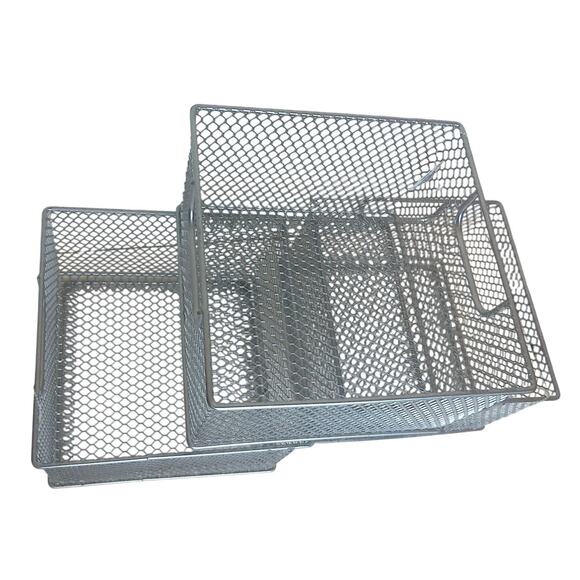 Container Store Wire Mesh Storage Boxes Cubes SET OF 3 NEW - Picture 4 of 6